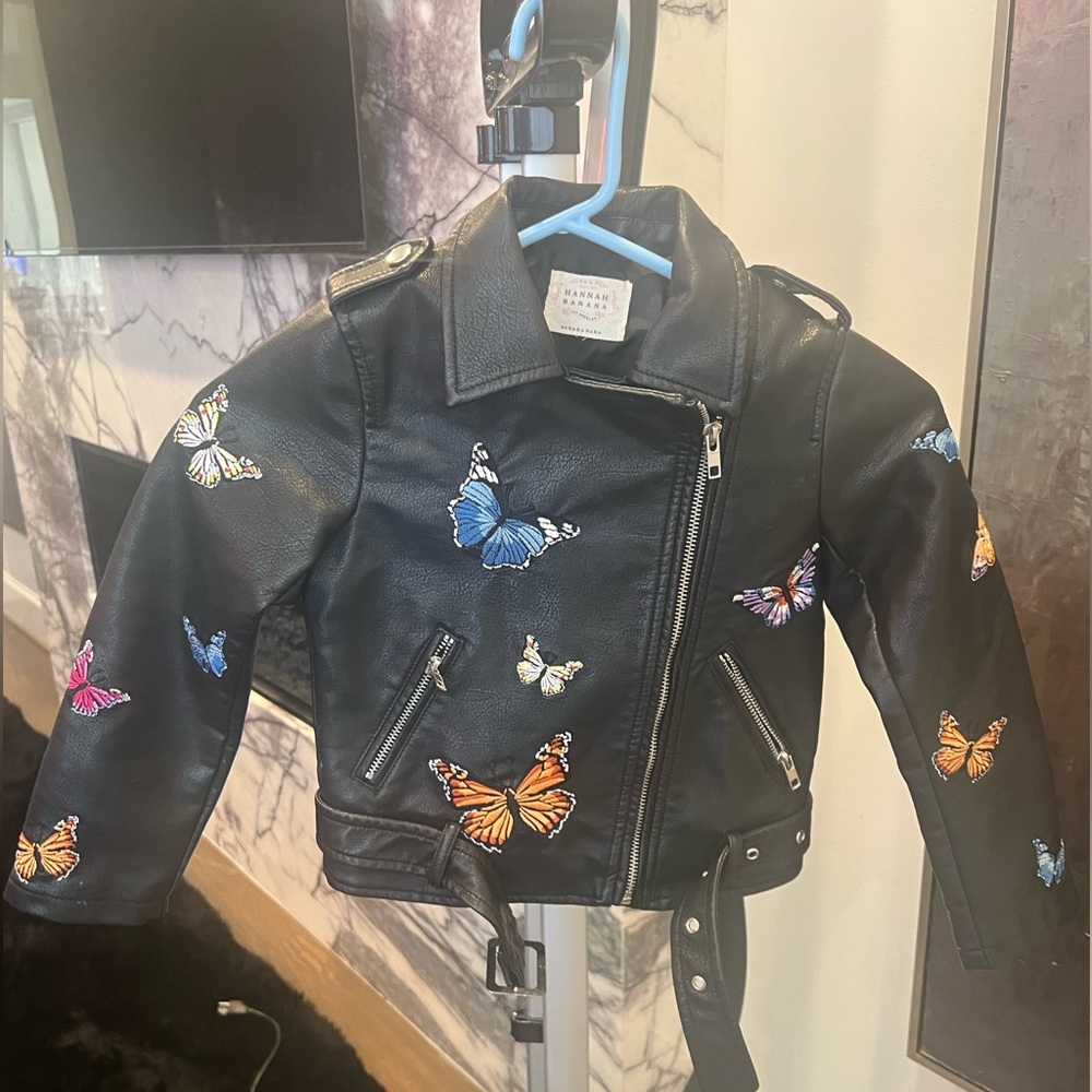 Hannah Banana faux leather moto jacket worn once